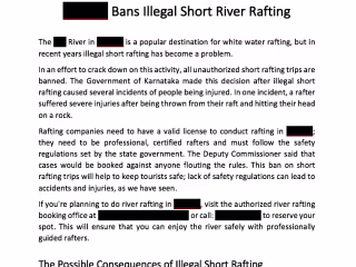 Safety Information for River Rafting Company
