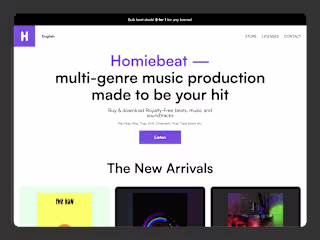 Homiebeat — music producer website redevelopment