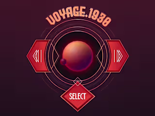 Voyage 1930: Retro planet selector (Rive / UI)
