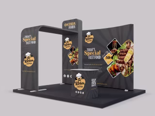 I will design an impressive trade show booth backdrop banner des