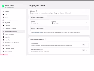 Shipping and Payments Settings on Shopify