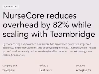 NurseCore reduces overhead by 82% while scaling with Teambridge