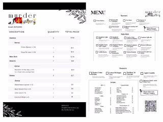 Designed a Food Menu for a Private Event