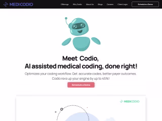 Framer Landing page for a AI medical coding assistant