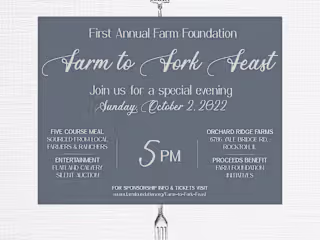 Mock invite and menu for farm-to-table event