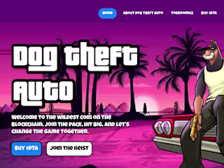Landing Page For a Memecoin Dog Theft Auto $DTA