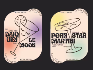Coctails Package "I am drunk with delight" Moon Shine on Behance