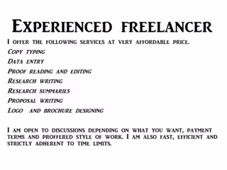 EXPERIENCED FREELANCER