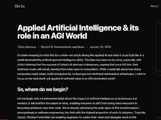 Applied Artificial Intelligence & its role in an AGI World