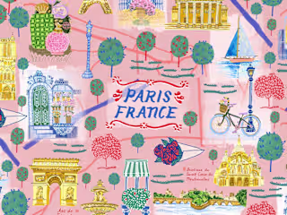 Hand Drawn Map Illustration of Paris, France