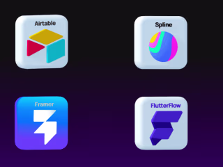 Interactive 3D no code tool icons