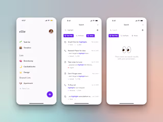 Search Screen for Ellie Productivity App 