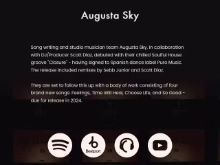 A Central Hub Landing Page for a Musical Artist