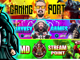 youtube gaming banner and logo design