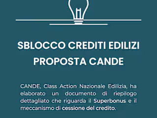 Sblocco crediti edilizi. Proposta CANDE