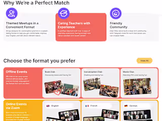 Landing page for a conversational club
