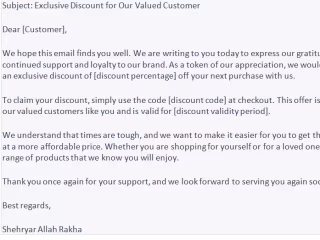 EmailCopy: Exclusive Discount for Our Valued Customer