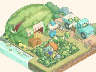 Harvesting watermelons | Illustration 