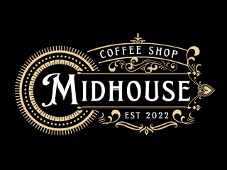 Midhouse Vintage  Decorative Ornamental Coffee Shop Logo Project