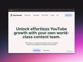 Web Developer | HeyFriends! Landing Page Rebuild(YouTube agency)