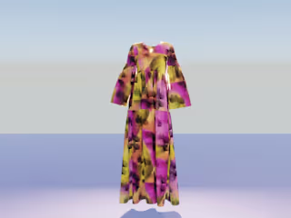 Pink Dress with a Flower Pattern In Digital Fashion Using Clo3d