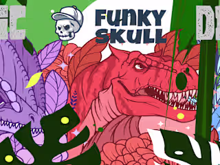 Funky Skull Romantic Dinosaur