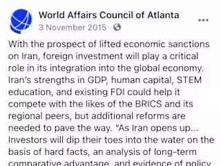 World Affairs Council of Atlanta 
 - JCPOA Facebook post