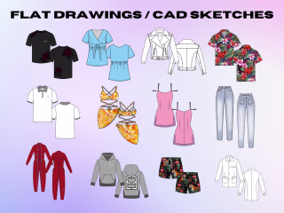 Fashion Design Flat Drawing/CAD Sketch Clothing/Garments/Apparel
