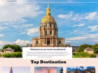  Landing page for travel website