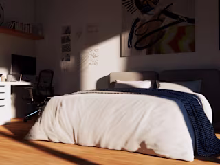 Cozy Modern Bedroom with Workspace