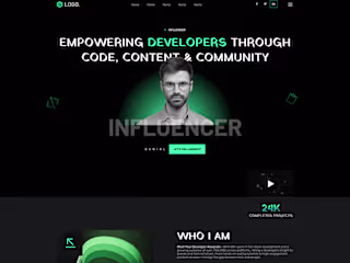 Tech influencer portfolio website design.