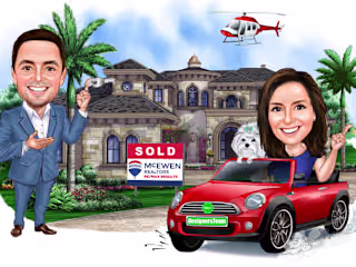 Draw amazing real estate cartoon caricature from photo project