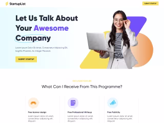 StartupList Landing Page
