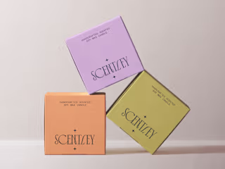 Designer, minimalist logo & packaging design for Scentley