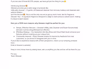 Cold email for Glossier 