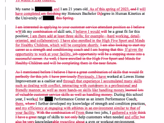 Proofread and Edited Cover Letter
