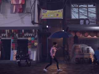 Rainy Gloomy Night 3D Scene