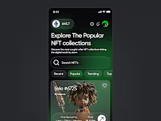 NFT Art App – Splash Screen & Menu UI Design