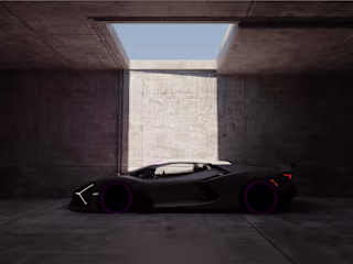 Sleek Sports Car in Concrete Environment