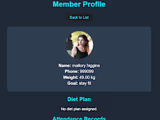 A gym management web application