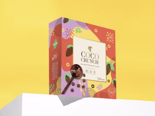 Branding and packaging design for a cereal brand.