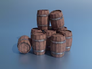 Realistic Wooden Barrel Model