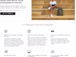 Landing page for Freewrite