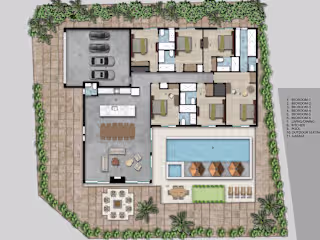 Architectural floor plan photoshop render
