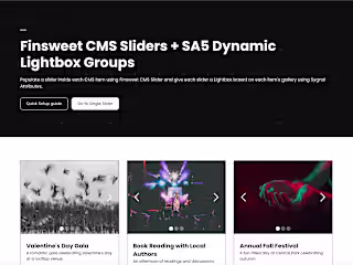 Finsweet CMS Sliders + SA5 Dynamic Lightbox Groups