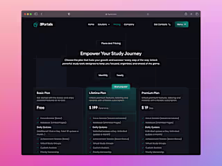 Education tech dashboard pricing section