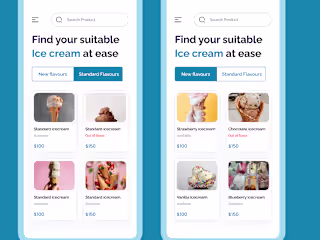 App design for Ice cream products page