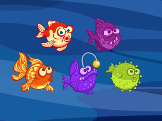Fishes Characters - Rive animations for FeedTheFish mobile game