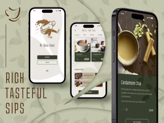 Tea cafe mobile app UI prototype design
