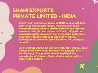 ESG Report for Uniqlo, H&M, Nike-manufacturer: Shahi Exports